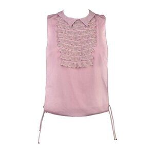 VELVETTE France LINGERIE Alexandra RUFFLED Open Tie Sides TOP Collar LAVENDER M